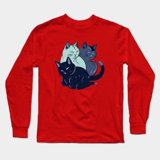 Three cats in blue colours Long Sleeve T-Shirt